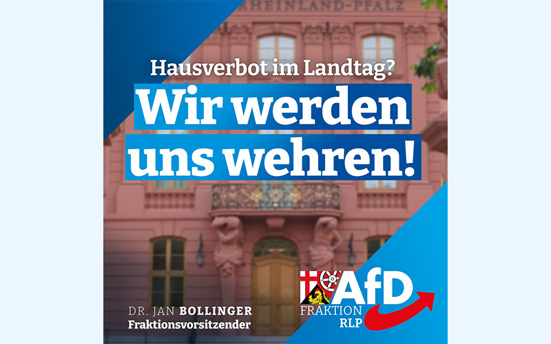 Landtag in Mainz mit Logo der AfD-Fraktion