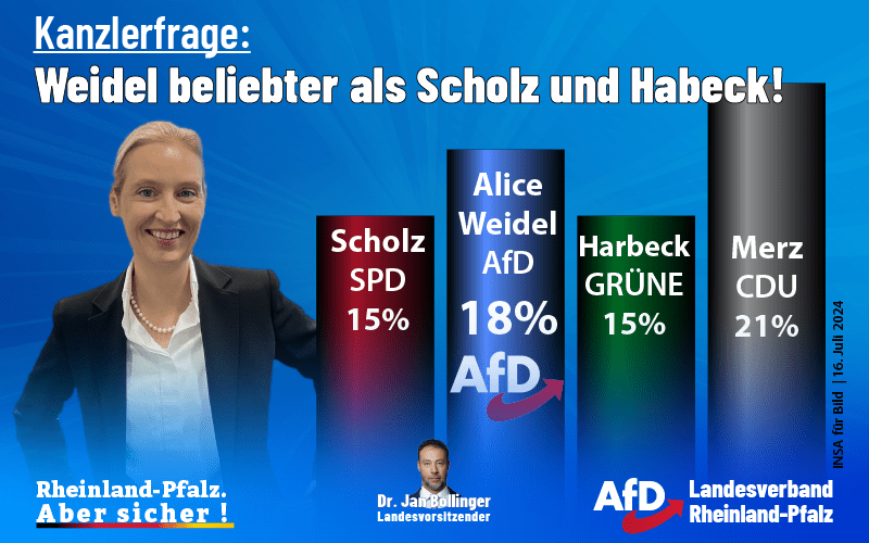 Alice Weidel neben der Beliebtheits-Skala zur Kanzlerschaft