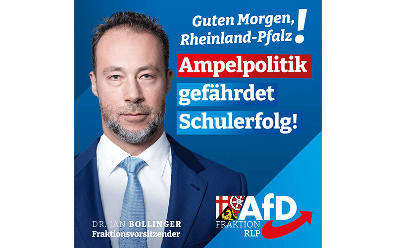 Der ernsthaft schauende Fraktionsvorsitzende Dr. Jan Bollinger "Ampelpolitik gefährdet Schulerfolg!"